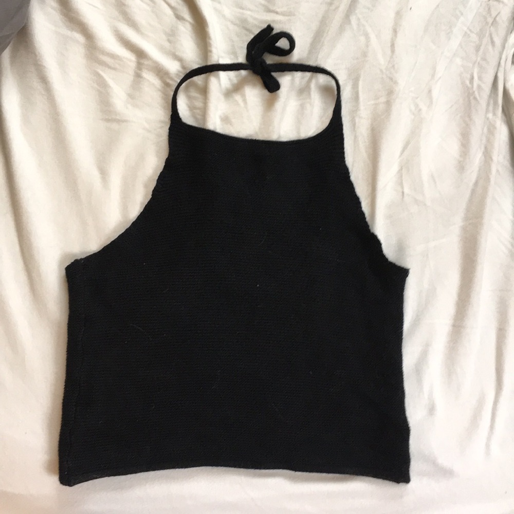 Black halter crop top